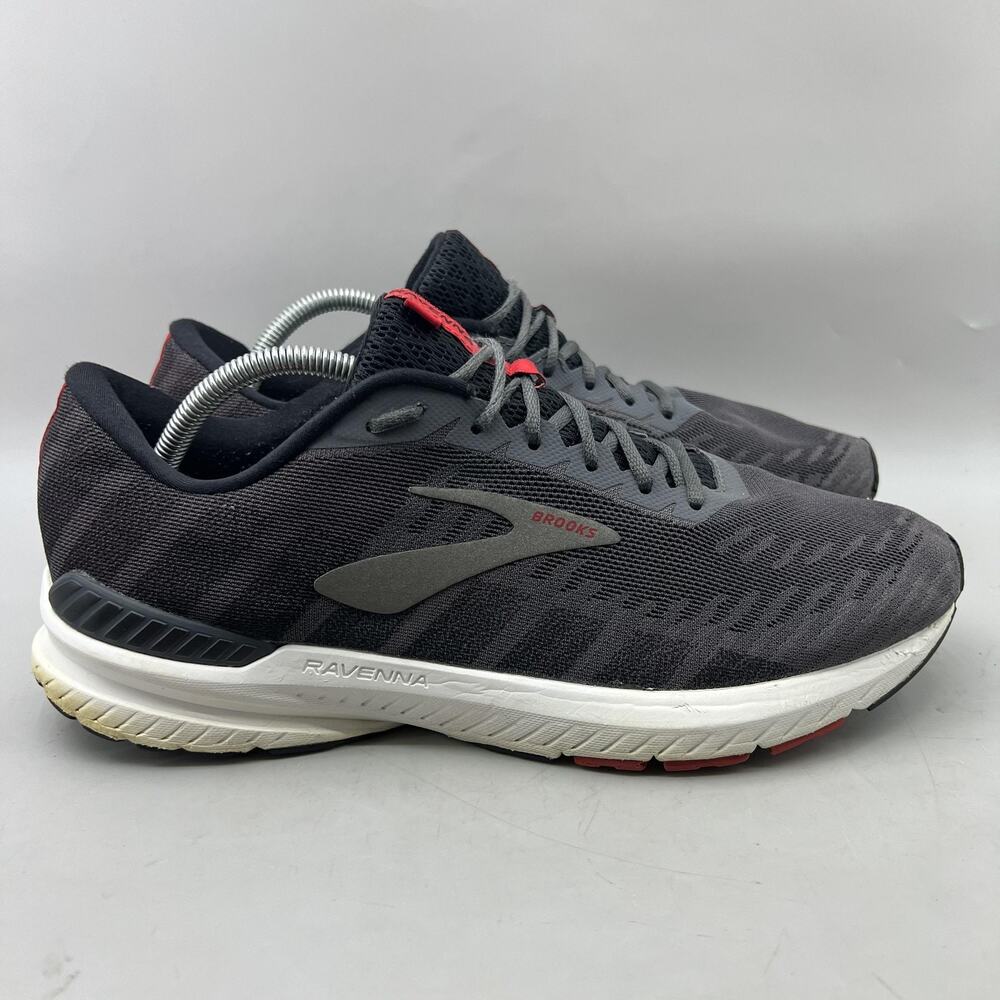 Brooks Ravenna 10 Running Shoes Men Size 11.5‎ Gray Red Comfort Low Top Sneakers
